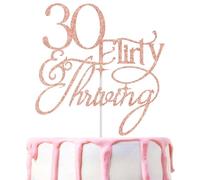 30 Flirty and Thriving Cake Topper, Talk Thirty to Me 30th Birthday Cake Pick, Happy 30th Birthday Party Decoration Supplies, Dirty Thirty Decor Rose Gold Glitter