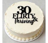 30 Flirty & Thriving Cake Topper,Acrylic Black 30th Birthday Cake Decorations for 30th Birthday Anniversary Party Decorations