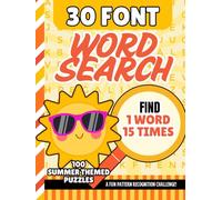 30-Font Word Search for Seniors: 100 Easy Pattern Recognition Puzzles | One Clue, Hidden 15 Times | Extra Large Print Brain Games | Low Vision Gift / Cozy Summer Themed (Jumbo Font Word Searches)