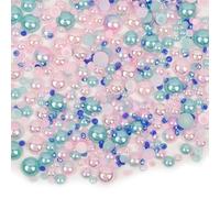 30 g Gems for Crafting, Mixed Pink Rhinestones Multi Size Flat Back Pearls Resin Blue Gems for DIY Nail Makeup Art Craft Scrapbooking Embellishments