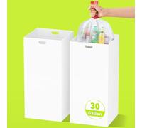 30 Gallon Disposable Trash Cans for Parties, 2 Pack Extra Large Portable Trash Can White Pop Up Trash Cans Bin, Recycle Collapsible Garbage Can Bins for Party Kitchen Camping Trash Can