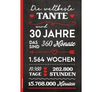 30. Geburtstag Tante: Geburtstagsgeschenk zum 30 für beste Tanten Notizbuch A5 liniert als Schreibheft und Tagebuch für Patentante zum dreißigsten Geb Happy Birthday an Schwester von Mama und Papa