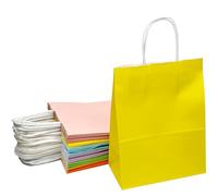 30 Gift Wrap Bags with Handles Bulk, Paper Party Bags, Coloured Paper Bags for Birthday Wedding Party Favors Grocery Retail Shopping Takeouts Business - 6 Colours - 8.2 x4.3x10.6 inch