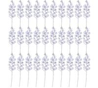 30 Glitter Berry Twig Decorations for Christmas, for Wreaths, Garlands, and Indoor Decor during the Holiday Season (silver)
