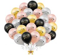 30 Graduation Balloons, Black, Gold, Rose Gold, Silver Congrats Graduate Backdrop Props, Congrats Grad Balloon, Decorations.