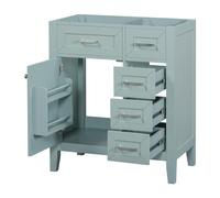 30" Green Bathroom Vani Base Cabinet - Solid Rubber Wood 3 Ders Painted h Silver Handles Two-Tier Sto | Slish & Modern Design