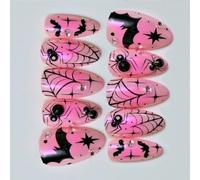 30 Halloween Press On Nai1s Witch Hat ABS Materiales Artificial Nai1s Party Accessories Halloween Party Glow Nail Designs