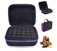 30 Holes Essential Oils Storage, Essential Oils Storage Box, Waterproof, for Essential Oils, Carry Case, Portable EVA Essential Oil with Handle for 5 ml, 10 ml, 15 ml Bottles (Purple), purple