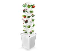 30 Holes Hydroponic Growing System Kit, Hydroponic Garden Tower with Pump System, 6 Layers Indoor Vertical Hydroponic Garden Tower for Herbs, Fruits and Vegetables (White)