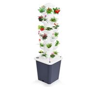 30 Holes Hydroponic Growing System Kit, Hydroponic Garden Tower with Pump System, 6 Layers Indoor Vertical Hydroponic Garden Tower for Herbs, Fruits and Vegetables (White)