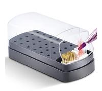 30 Holes Nail Drill Bits Holder with Cleaning Brush, Weighted Nail Drill Bit Organizer, Professional Nail Drill Bit Case for Nail Tech Salon Home Use, Non-Slip (Black)