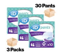 30 iD Pants Maxi Medium - 3 Packs of 10 - Unisex Incontinence Pull up Pants