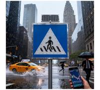 30 In LED Pedestrian Crossing Sign Solar Flashing Traffic Warning Sign with Engineering Grade Reflective Sheeting(24IN(61CM))