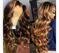 30 Inch 4/27 Highlight Human Hair Wigs Brazilian Body Wave Lace Front Wigs for Black Women Ombre Glueless 13x6x1 HD Lace Wig 150 Density Pre Plucked With Baby Hair Virgin Human Hair Wig