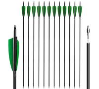30 Inch Carbon Arrows - Archery Practice Hunting Arrows, 12 Arrow Shafts 500 Green Turkey Feathers for Recurve Bow Hunting Arrows