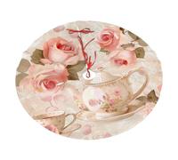 30 Inch Christmas Tree Skirt, Tea Cups with Roses Romantic Shabby Xmas Tree Skirts Mat for Holiday Wedding Party Decor