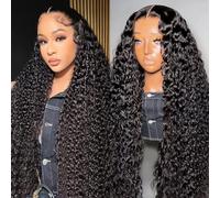 30 Inch Deep Wave Lace Front Human Hair Wigs with Lace Front 200 Density 13x6 HD Transparent Pre Drawn Human Hair Wigs Curly Human Hair Wig for