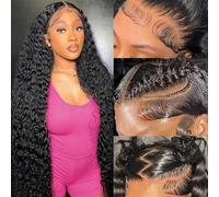 30 Inch Deep Wave Lace Front Human Hair Wigs with Lace Front 200 Density 13x6 HD Transparent Pre Drawn Human Hair Wigs Curly Human Hair Wig for