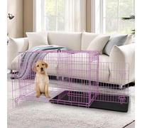 30 Inch Dog Crates for Small Medium Large Dogs Indoor, Folding Metal Dog Kennel Dog Cage with Double-Door, Divider Panel, Removable Tray, Locks and Handle, Pink