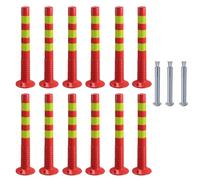 30-Inch Flexible Traffic Barricade Post - 12 Pack with Reflective Bands for Driveway and Crowd Control, Impact Resistant, Red and Yellow Safety Cones for Outdoor Use