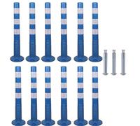30-Inch Flexible Traffic Barricade Post with Reflective Band - PU Delineator for Traffic Control and No-Parking Zones(Blue+white,12 pack)