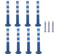 30-Inch Flexible Traffic Barricade Post with Reflective Strip for Driveway & Crowd Control - 8 Pack, Blue & White Safety Cones for Events, Parking, and Construction