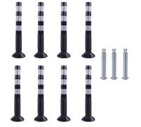 30-Inch Flexible Traffic Barricade Posts with Reflective Bands for Driveway & Crowd Control - Impact Resistant, 8-Pack (Black & White)