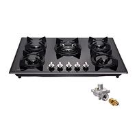 30 Inch Gas Cooktop, Built-in Tempered Glass 5 Burners Gas Stovetop LPG/NG Convertible Gas Stove Top Dual Fuel Gas Hob DM517-01