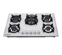 30 Inch Gas Cooktop DTW5701 White Tempered Glass Stovetop, 5 Burners LPG/NG Convertible Stove Thermocouple Protection Cooktop