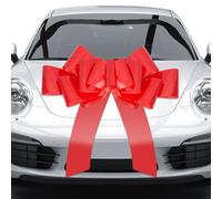 30 Inch Giant Red Car Bow - Extra Large Gift Wrapping Bow for Weddings, Birthdays, Christmas - Premium Pull Loop Present Decoration for Cars, Vehicles & Large Gifts (Solid Red)