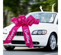30 Inch Giant Rose Red Car Bow - Extra Large Gift Wrapping Bow for Weddings, Birthdays, Christmas - Premium Pull Loop Present Decoration for Cars, Vehicles & Large Gifts