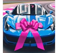 30 Inch Giant rosy Car Bow: Extra Large Pull Bow for New Car Gift, Graduation, Birthday Surprise, Big Rosy Bow Accessories for Vehicle Decor
