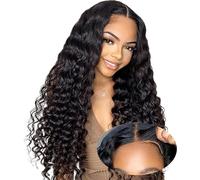 30 Inch Glueless Wigs Human Hair Pre Plucked Pre Cut Wear and Go Glueless Wig 200% Density 6x5 Deep Wave HD Lace Front Wigs Human Hair for Black Women Lace Closure Wig for Beginners (76cm)