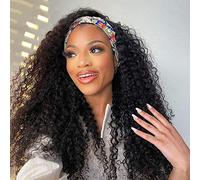 30 Inch Headband Wig Human Hair 180% Density Wigs For Black Women Afro Kinky Curly For Women 100% Human Hair Glueless Afro Wigs None Lace