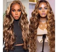 30 Inch Honey Blonde Ombre Lace Front Wig Human Hair Pre Plucked 13x4 HD Transparent 4/27 Highlight Lace Frontal Wigs with Baby Hair 180 Density Colored Body Wave Lace Front Wigs For Women
