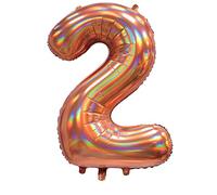 30-Inch Number Balloons - Premium Party Decorations for Birthdays, Anniversaries, and Special Occasions - Giant Foil Helium Balloons (Rose Gold, 2)