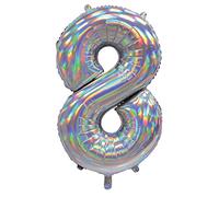 30-Inch Number Balloons - Premium Party Decorations for Birthdays, Anniversaries, and Special Occasions - Giant Foil Helium Balloons (Silver, 8)