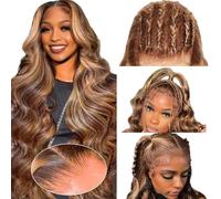 30 Inch Ombre Lace Front Wig Human Hair Pre Plucked With Baby Hair 180% Density 13x4 Body Wave 4/27 Highlight Brown Glueless Wig Human Hairs Honey Blonde Brazilian Virgin For Women(76cm)