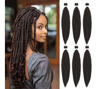 30 Inch Pre Stretched Braiding Hair，6 Packs Soft Yaki Texture EZ Braid for Box Braids Hot Water Setting Synthetic Fiber Hair Extensions（4#）