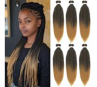 30 Inch Pre Stretched Braiding Hair，6 Packs Soft Yaki Texture EZ Braid for Box Braids Hot Water Setting Synthetic Fiber Hair Extensions（T27#）