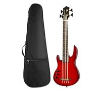 30 Inch Red Left Hand Ash Wood Body Maple Neck Electric Ukulele Bass Instrument With Ukulele Bag Ukelele for Beginner