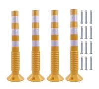 30-Inch Reflective Traffic Barricade Post - Flexible, Impact Resistant for Driveway & Crowd Control - 4 Pack Yellow & White Safety Cones