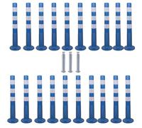 30-Inch Reflective Traffic Barricade Post Set for Driveway & Crowd Control - 20 Pack Blue & White Flexible Safety Cones for Event Management and Parking
