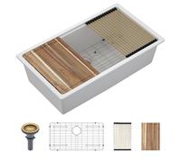 30 Inch White Undermount Kitchen Sink 30x19 Granite Composite Kitchen Sink Workstation Ledge Quartz Classic Under Counter Single Bowl Luxury Kitchen Sinks Basin