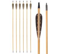 30 Inch Wooden Arrows Hunting 4 Inch Turkey Feathers Fletching Practice Target Arrow for Traditional Recurve Bow Horsebow Longbow (Pack of 6)