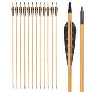 30 Inch Wooden Arrows Hunting 4 Inch Turkey Feathers Fletching Practice Target Arrow for Traditional Recurve Bow Horsebow Longbow (Pack of 12)