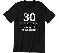 30 is Only 18 in Scrabble T Shirt Funny Joke Birthday Gift Husband Top Black(X-Large)