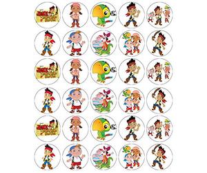 30 Jake And The Neverland Pirates Cupcake Toppers Edible Wafer Paper Fairy Cake Toppers Birthday Cakes