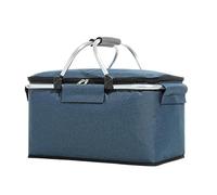 30 L Shopping Basket Cooler Bag Insulated Picnic Basket, Premium Extra Large Cooling Cooler Cool Bag, Collapsible Lunch Bag Box, for Camping/Outdoor Activities/Family Travel/BBQ/Shopping (Navy blue)