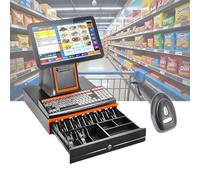 30 Languages Supported All-in-One POS System, 15.6" Touch Screen Smart Cash Register With Built-in Thermal Printer, Global Point Of Sale Terminal For Retail Restaurant Store(Black,SingleScreen)